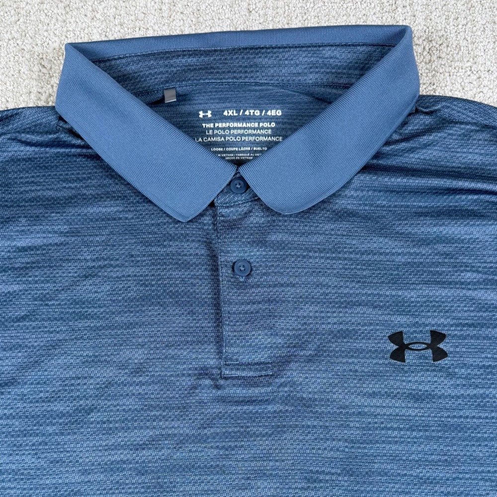 Under Armour Mens 4XL Blue Performance Short Sleeve Golf Polo Shirt